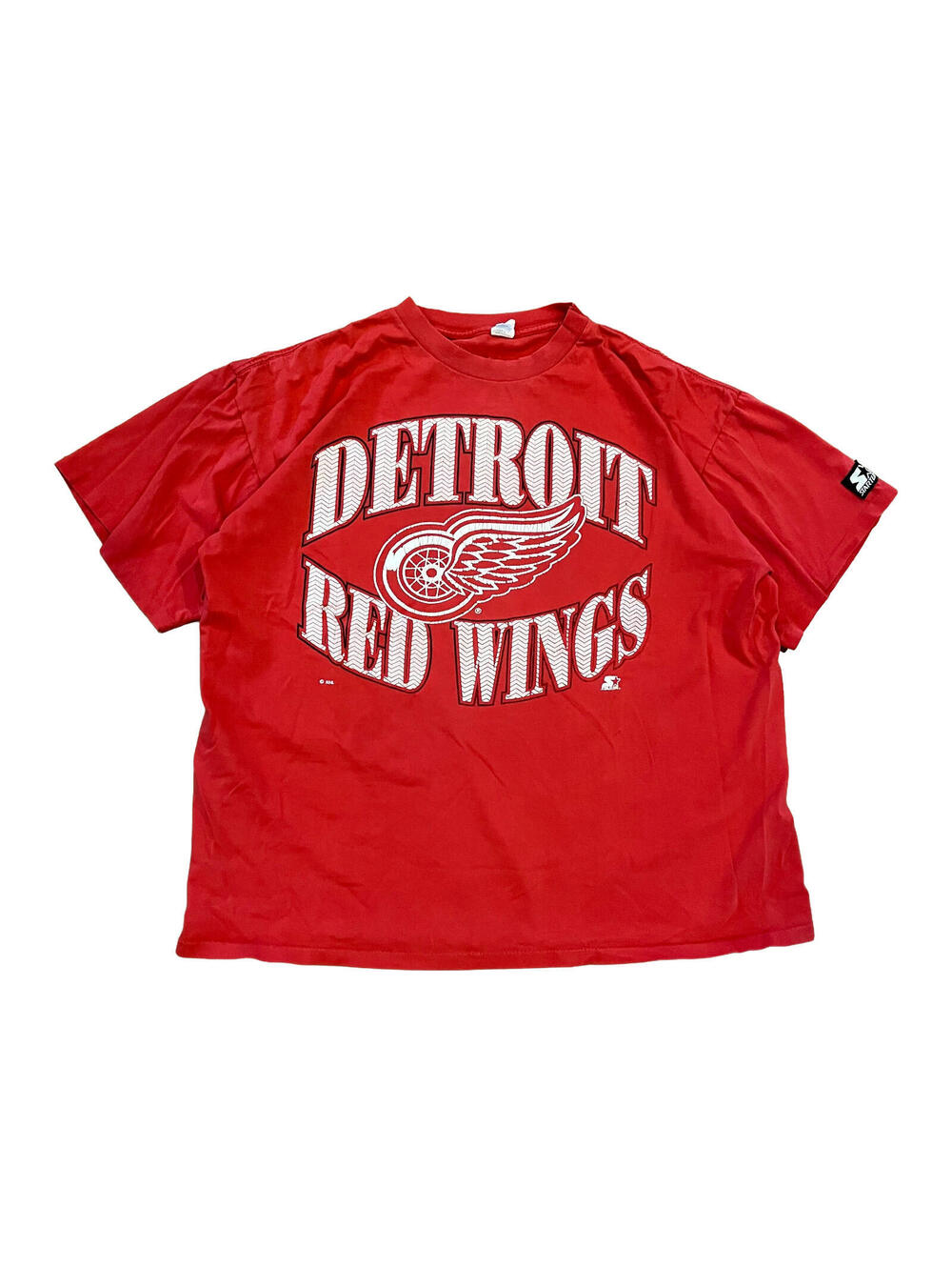 Vintage 90s STARTER Detroit Red Wings NHL Hockey T Shirt Size XL Red Oversized